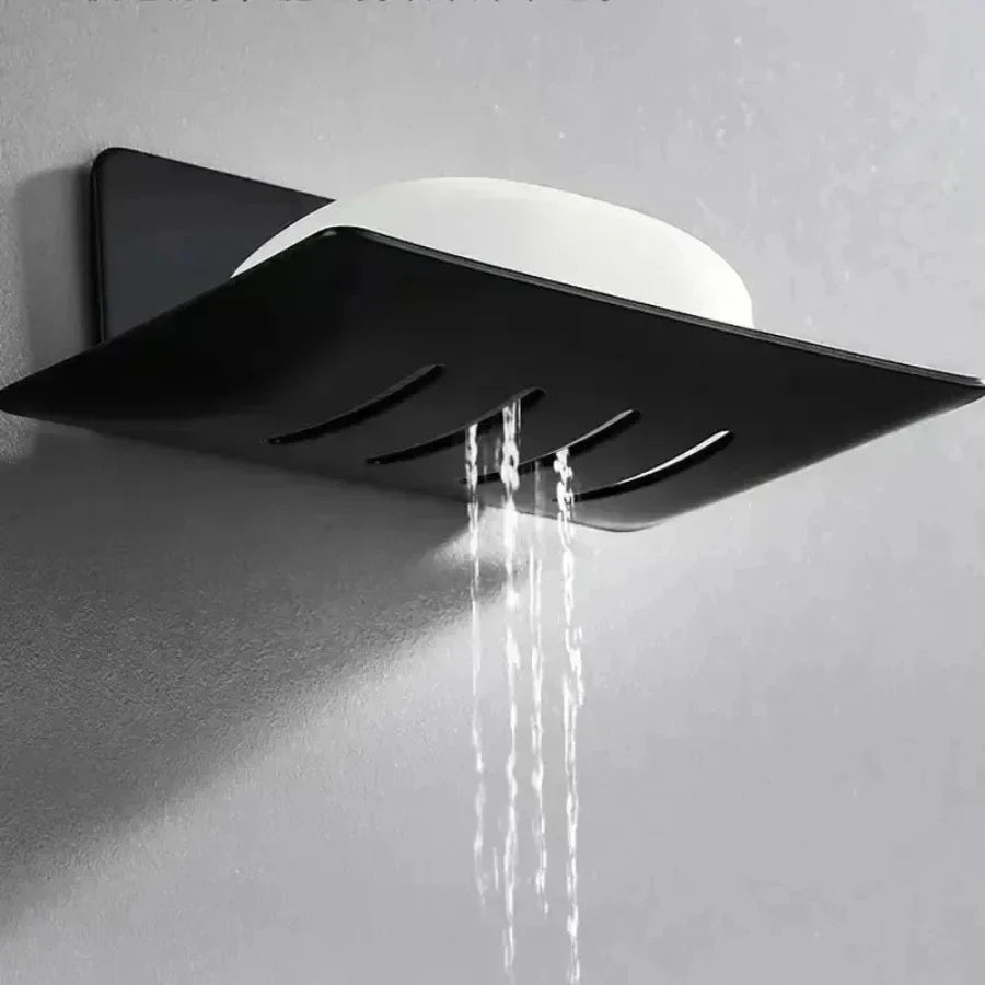 1pc  Black carbon steel soap box, non perforated wall mounted bathroom soap box, bathroom soap holder, soap storage rack