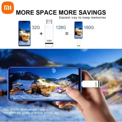 Xiaomi 16TB Flash Drive USB 3.2 High Speed USB Transfer Type-c 2-In-1 8TB 16TB OTG Pendrive Waterproof Flash Disk For Computer