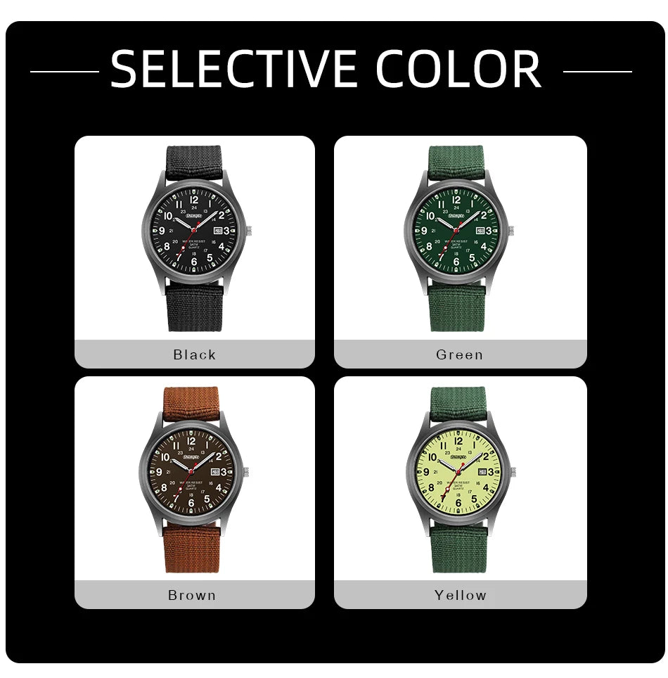 Fashion Mens Watches Luminous Hands Clock Luxury Military Sports Calendar Quartz Wristwatch Men Casual Nylon Watch Reloj Hombre