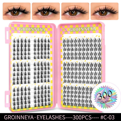 GROINNEYA Eyelashes Clusters 320 pcs Natural Eyelash extension Cluster Lashes Volume Mixed Tray Lashes Cluster Natural Lashes RELUX.STORE