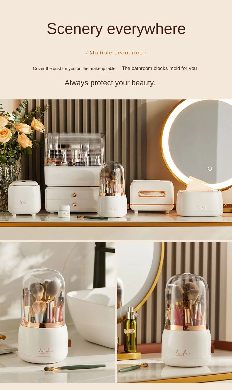 360° Rotating Makeup Organizer Brush Holder Cosmetic Storage Box Pen Case Lipstick Organizer - Clear Plastic Makeup Storage RELUX.STORE
