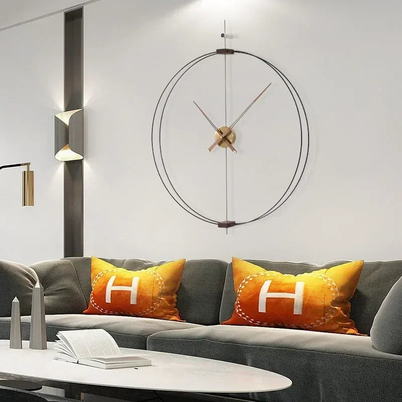 Spanish Minimalist Wall Clock Creative Luxury Living Room Art Clocks Solid Wood Pointer Large Wall Clock Silent Movement Clocks RELUX.STORE