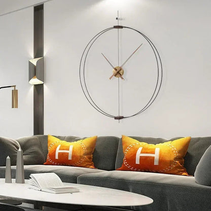 Spanish Minimalist Wall Clock Creative Luxury Living Room Art Clocks Solid Wood Pointer Large Wall Clock Silent Movement Clocks RELUX.STORE
