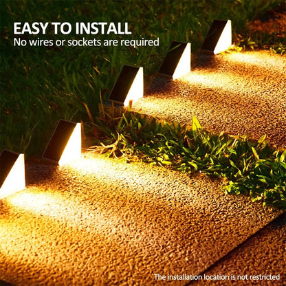 Outdoor Solar Step Lights, Warm White & RGB, IP67 Waterproof, Auto On, for Patio, Yard, Driveway, Porch Decoration