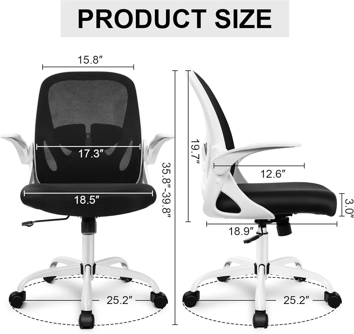 Office Chair Ergonomic Desk Chair with Adjustable Lumbar Support and Height, Swivel Breathable Desk Mesh Computer Chair