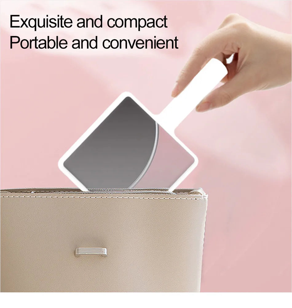 1Pcs Plastic Handle Handheld Makeup Vanity Mirror Portable Square Eyelash Extension Mirror Women Cosmetic Beauty Salon Supplies RELUX.STORE