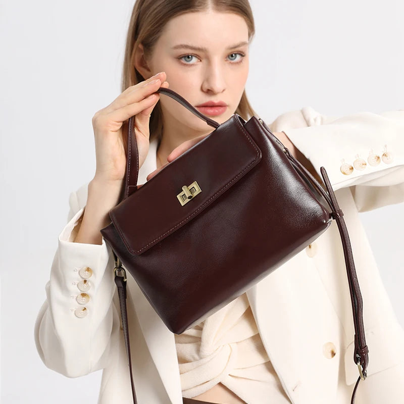 Women Cowhide Genuine Leather Tote Bag Lady Designer Luxury Soft Leather Handbag Fashion Crossbody Bags Female Shoulder Handbag RELUX.STORE