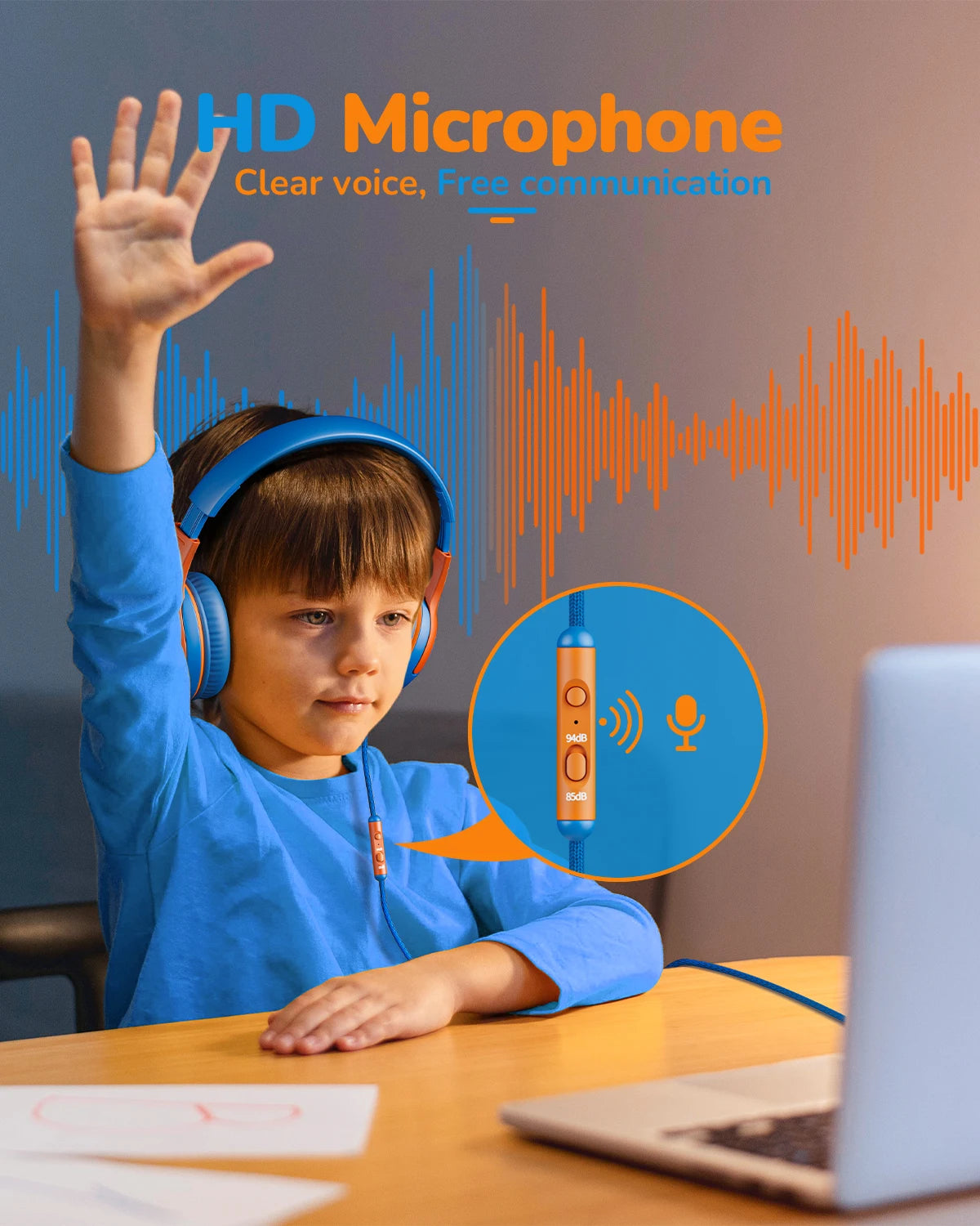 AT2 1/2/3Pcs Headset,3.5mm Surround Stereo Gaming Headphones with Mic Soft Memory Earmuffs for PC,Laptop,Kids for School Toddler