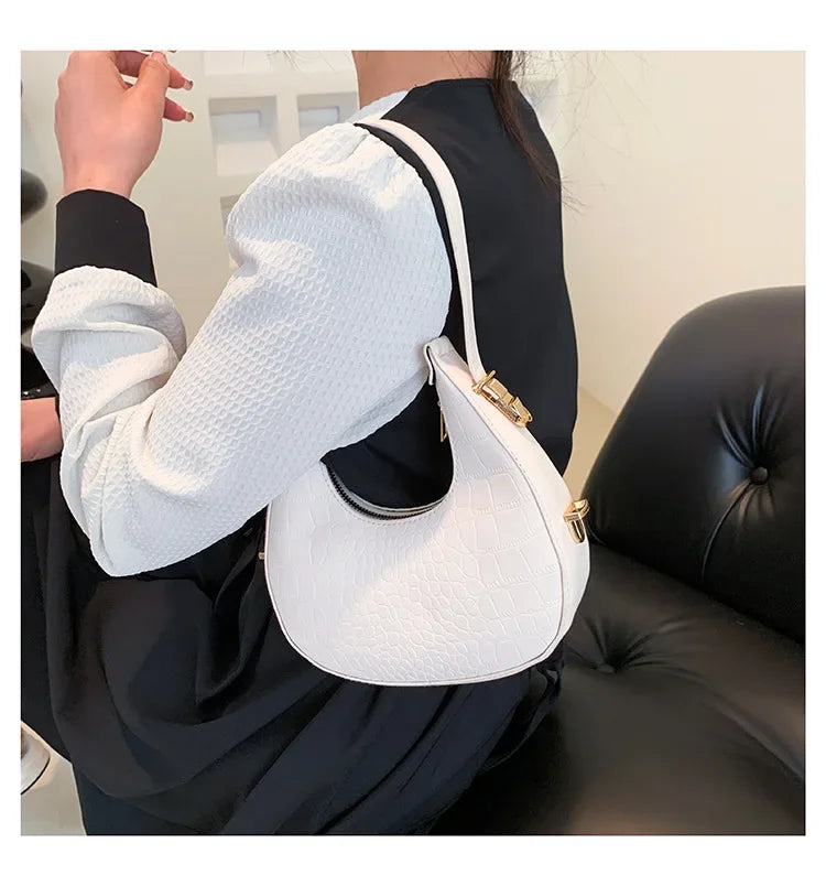 Fashion Luxury Design PU Leather Shoulder Bag Women Small Clutch Handbag Purse Female Underarm Bag Travel Totes shoulder bag RELUX.STORE