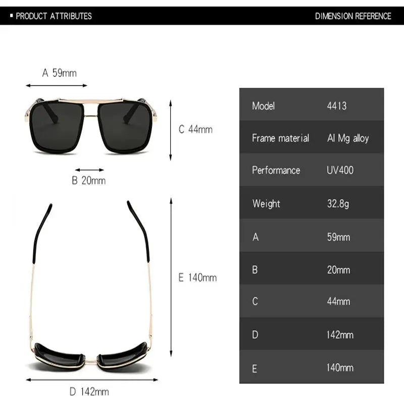 New Sunglasses Punk Sunglasses New Men's Square Uv400 Twin-beam Aviator Sunglasses RELUX.STORE