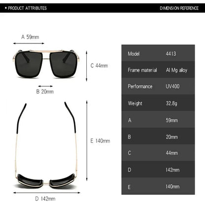 New Sunglasses Punk Sunglasses New Men's Square Uv400 Twin-beam Aviator Sunglasses RELUX.STORE