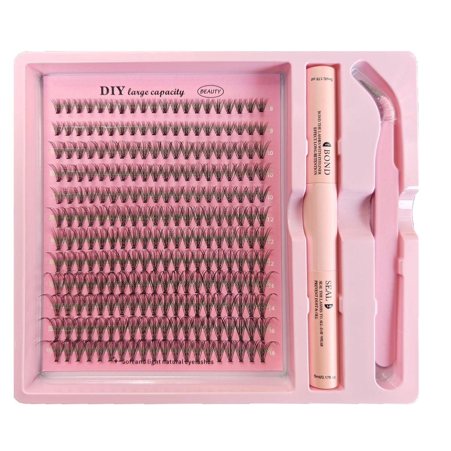 DIY Lashes Extension Kit Lash Bond and Seal Remover Eyelashes 200 PCS Clusters Makeup Tools for Gluing Lashes Gluing Glue RELUX.STORE