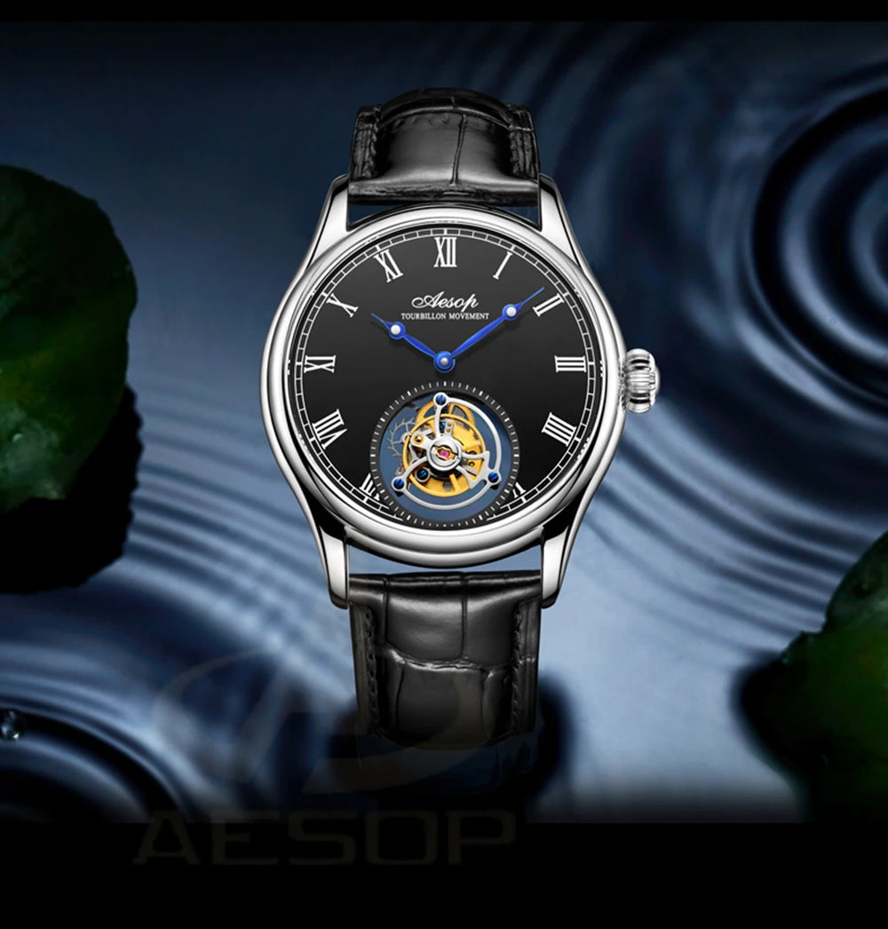 Aesop Real Flying Tourbillon Movement Mechanical Watches Luxury Watch for Men Skeleton Tourbillon Watch Sapphire Official StoreS
