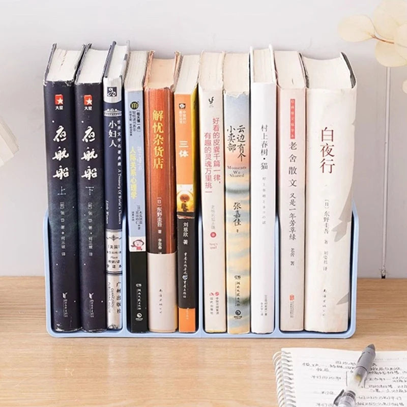 4 Grid Bookends Stand Bookshelf Desktop Decor Storage Rack Bookend Book Holder School Stationery Office Desktop File Organizer
