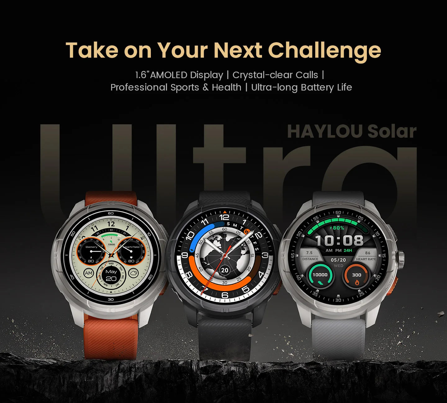 HAYLOU Solar Ultra GPS Smart Watch 1.6” AMOLED Display GPS Positioning 5ATM Waterproof Bluetooth Calling Sports Smartwatchs
