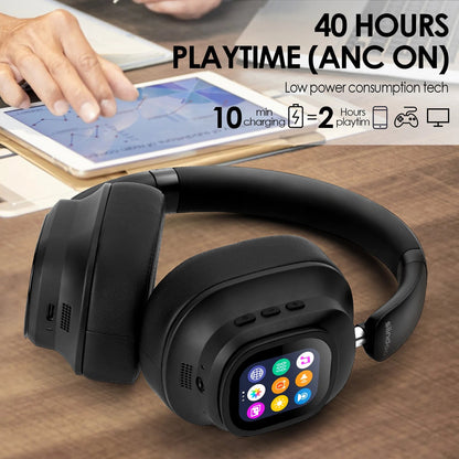 Siindoo JH-ANC930Plus Active Noise Cancelling Headphones, Hybrid Wireless Headphone With Multi Magnetic Touch Control LED Screen RELUX.STORE