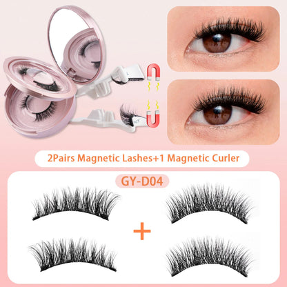 2 Pairs Magnetic Eyelash Natural Look Fluffy False Eyelashes Reusable Magnetic Eyelash Set with Applicator No Glue Need Makeup RELUX.STORE