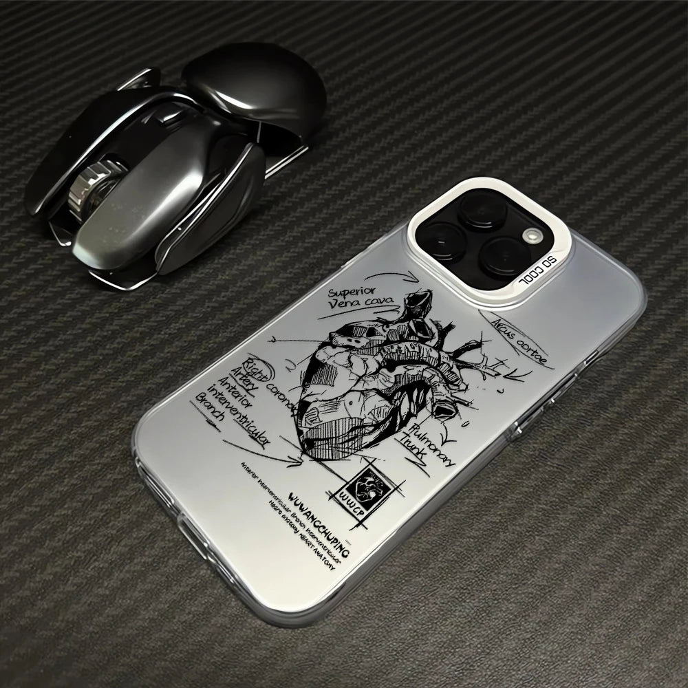 Creative Cardiovascular model Heart Medical Phone Case For iPhone 15 Pro Max 11 12 13 14 16 Pro XS XR 7 8 Plus Anti-drop Cover RELUX.STORE