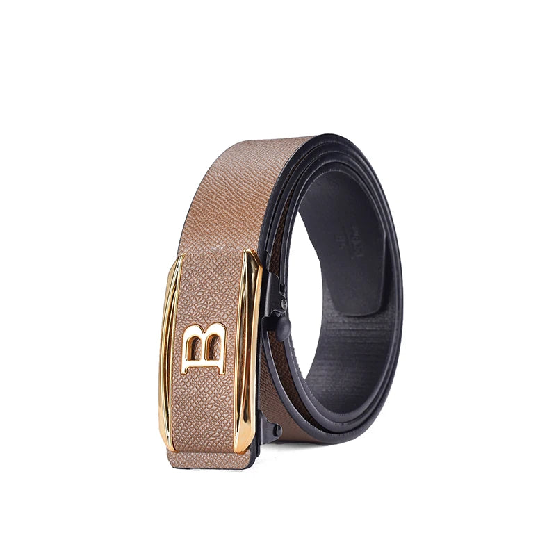 The new buckle toothless automatic buckle belt men's casual style business all-match waist belt personality youth trendy pants RELUX.STORE