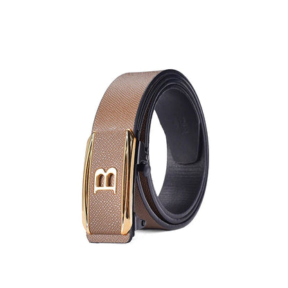 The new buckle toothless automatic buckle belt men's casual style business all-match waist belt personality youth trendy pants RELUX.STORE
