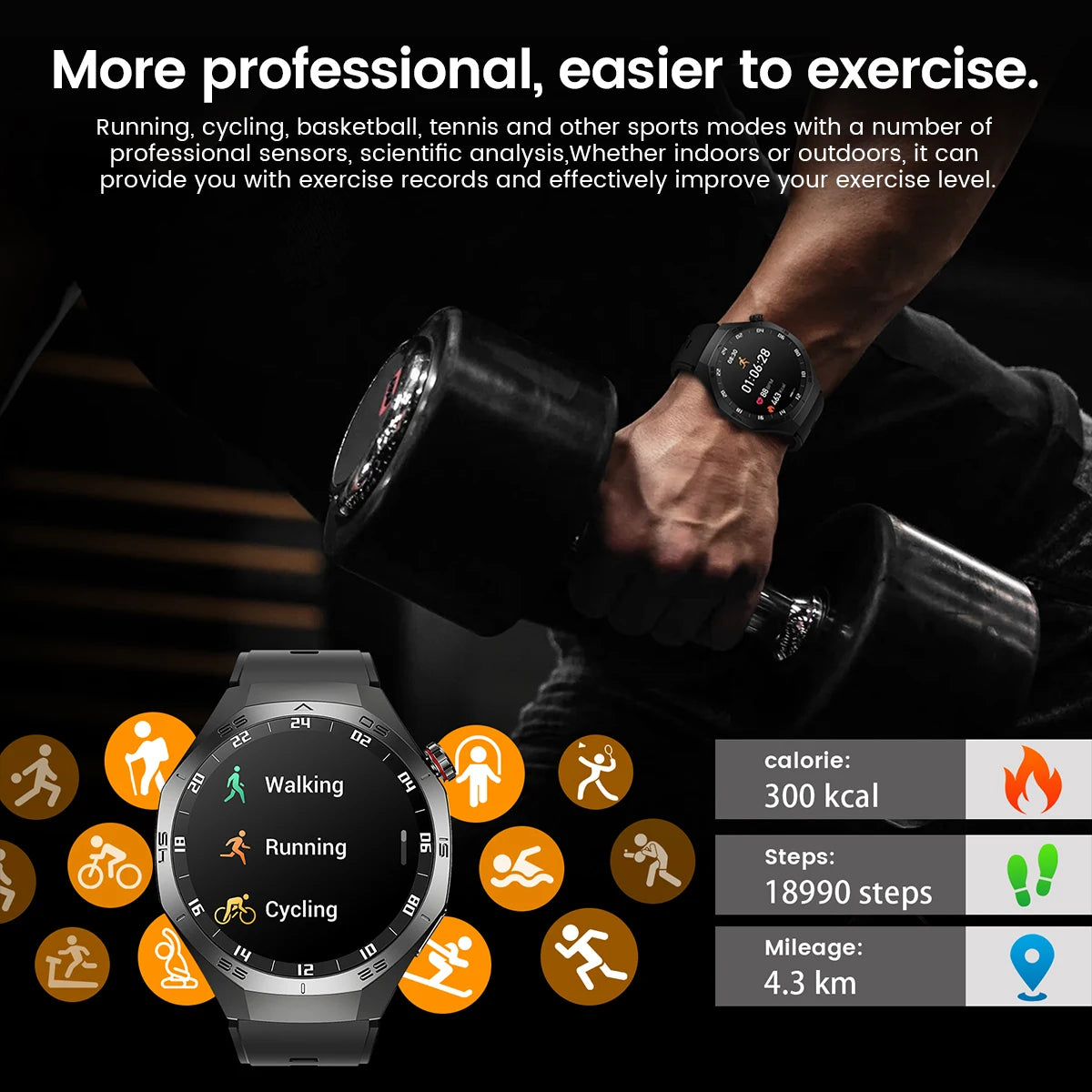 2025New For Android and ios Smart Watch Men AMOLED Screen GPS Motion trajectory Heart Rate Bluetooth Calls SmartWatch Waterproof