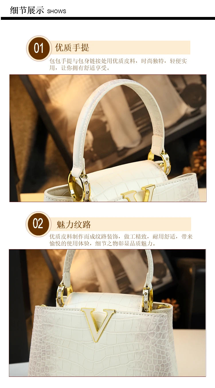 Luxury Fashion White Leather Women Handbags 2024 New Female Small Shoulder Messenger Bag Crossbody Portable Shell Bags RELUX.STORE
