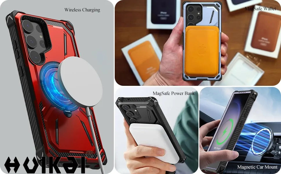 Case for Samsung Galaxy S25 Ultra S24 Ultra S23 Magnetic Mag-Safe Heavy Duty Shock Absorption Body Protective Rotatable Kickstan