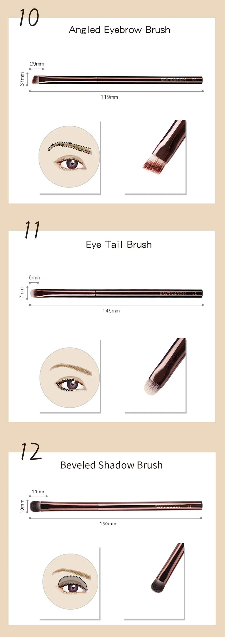 Hourglass Makeup Brush All Kinds Eyeshadow Foundation Concealer Powder Bronzer Blusher Eyeliner Retractable Professional Brushes RELUX.STORE