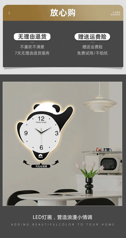 Panda Glowing Swinging Wall Clock HOT SALES