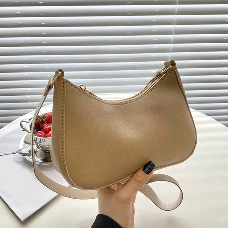 Retro Solid Color PU Leather Shoulder Underarm Bag Women's Fashion Handbags Hobos Purses and Handbag Ladies Crossbody Bags