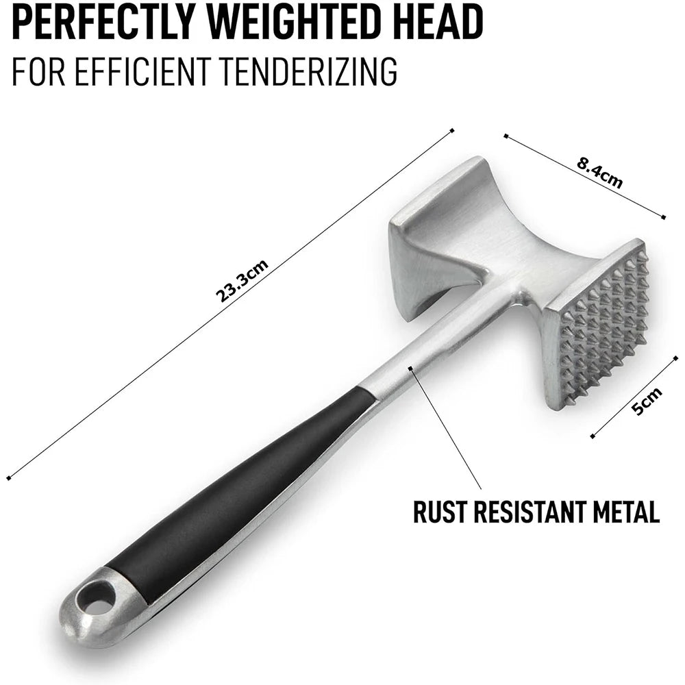 LMETJMA Meat Tenderizer Hammer with Comfortable-Grip Handle Zinc Alloy Meat Hammer Tenderizer Kitchen Meat Mallet Pounder JT329