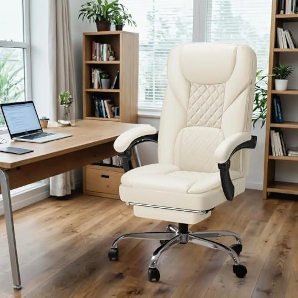 Office Chairs Big &Tall Office Chair, High Back Leather Chair with Footrest, Reclining Ergonomic Executive Suppo Office Chairs