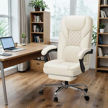 Office Chairs Big &Tall Office Chair, High Back Leather Chair with Footrest, Reclining Ergonomic Executive Suppo Office Chairs