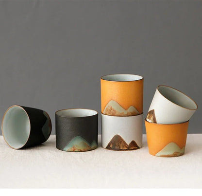 Handmade Ceramic Coffee Mug with Wooden Handle - Retro Tea Cup, Office Water Cup Filter Design, Unique Birthday Gift