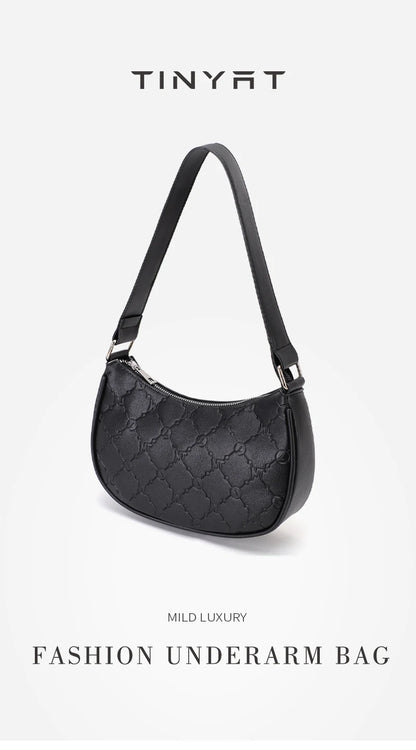 TINYAT Female Moon Bag Leather Shoulder Messenger Bag for Women Hand Bag Luxury Design Lightweight Party Ready Daily Use