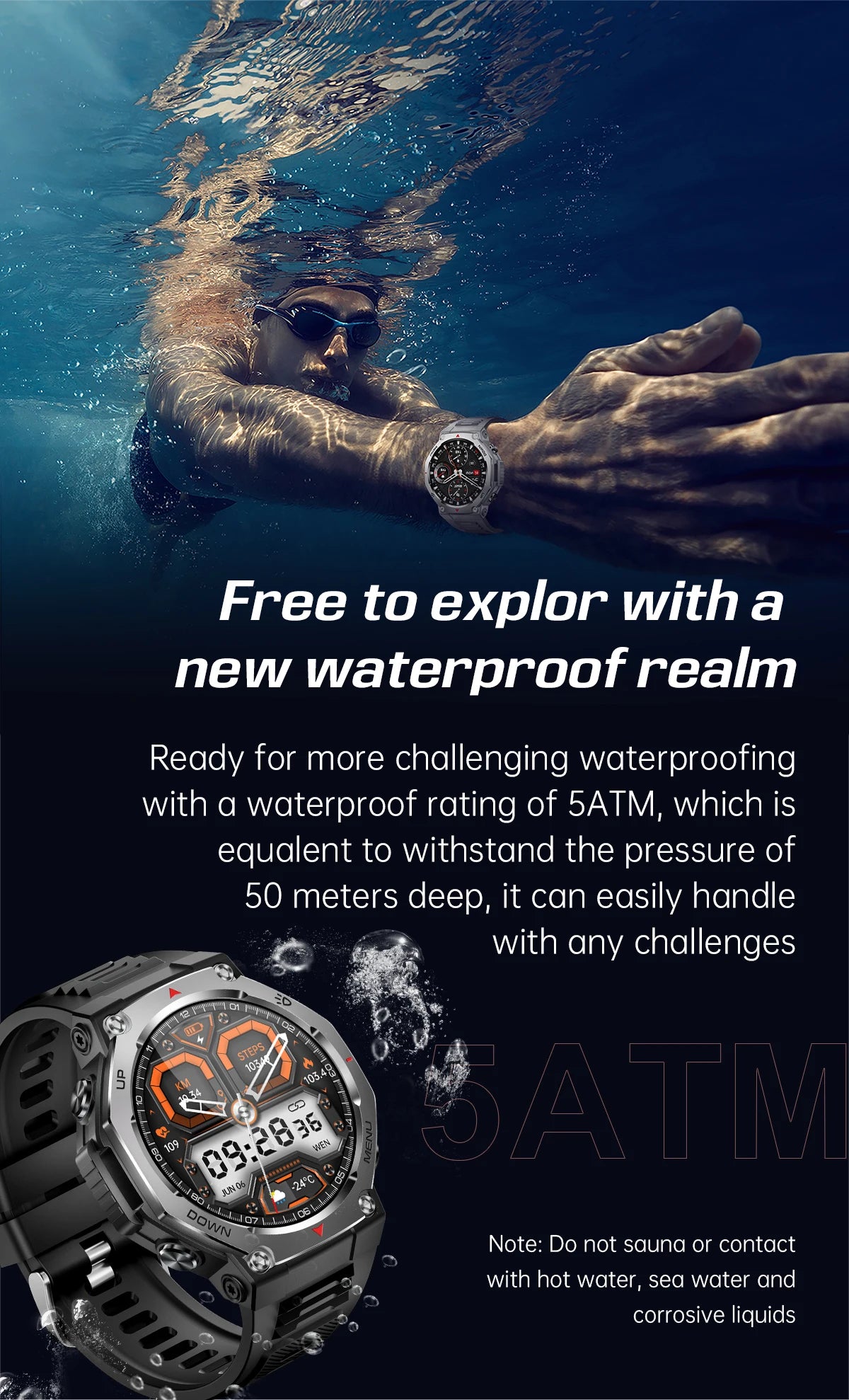 T-Rex 3 GPS Smart Watch 5ATM Waterproof 1.43 inch AMOLED HD Screen BT Call Flashlight Military Sport Smartwatches Men 2025 New