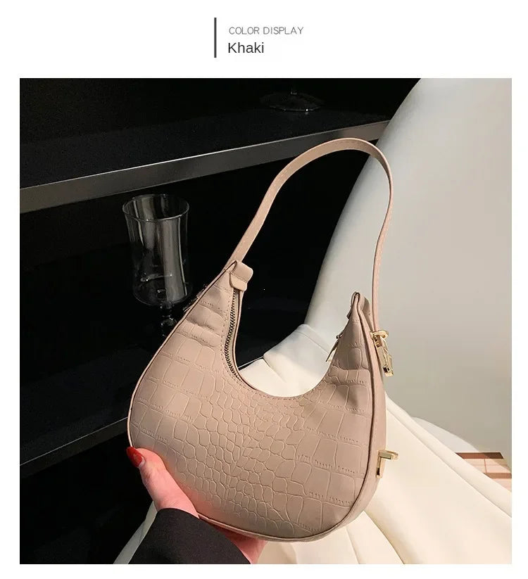 Fashion Luxury Design PU Leather Shoulder Bag Women Small Clutch Handbag Purse Female Underarm Bag Travel Totes shoulder bag RELUX.STORE