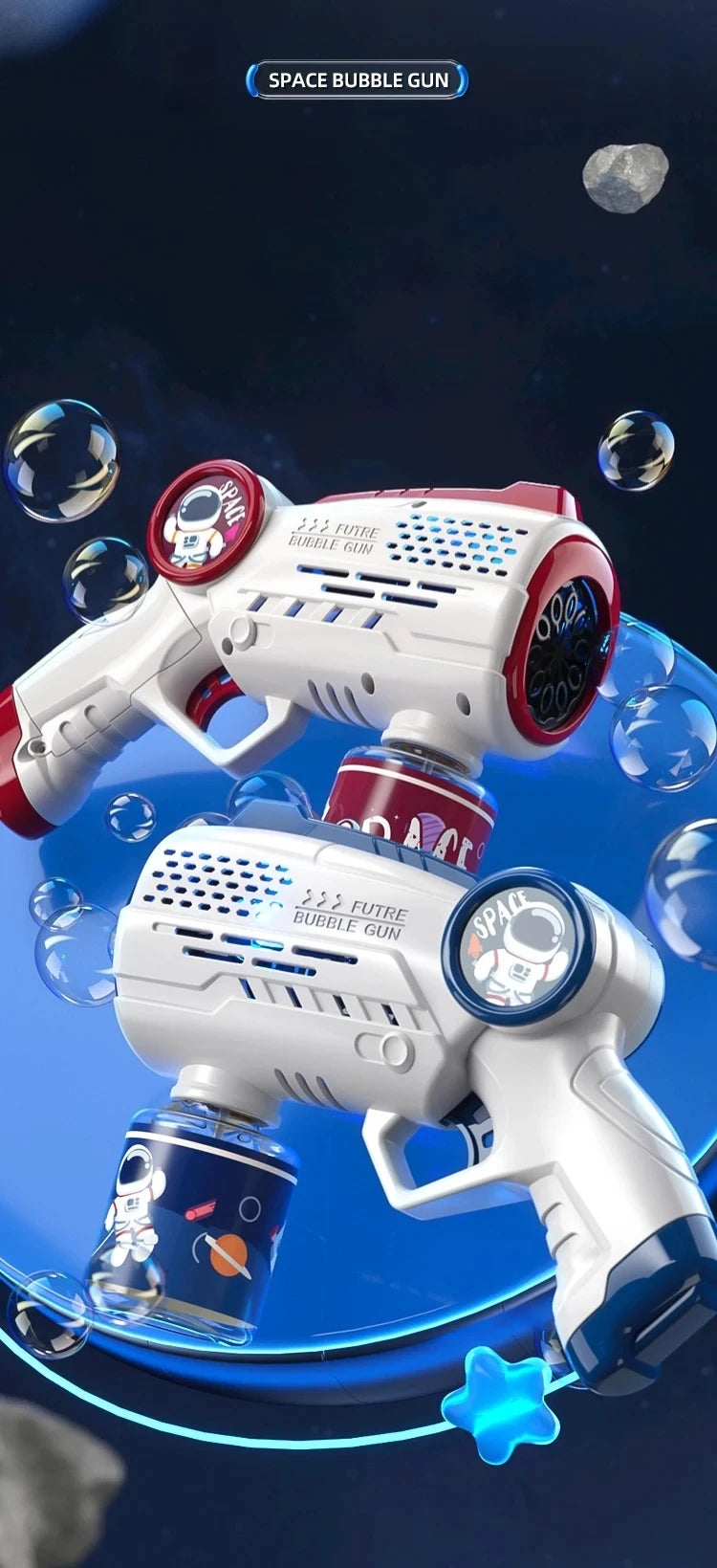 New Porous Astronaut Electric Bubble Gun Kid Toy Bubbles Machine Automatic Soap Blower with Light Summer Outdoor Party Games toy RELUX.STORE