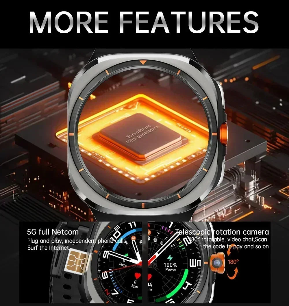 2025 New W7 5G Fitness Smart Watch Full Network GPS NFC Call Information Display Men's Sports Watch Application Download