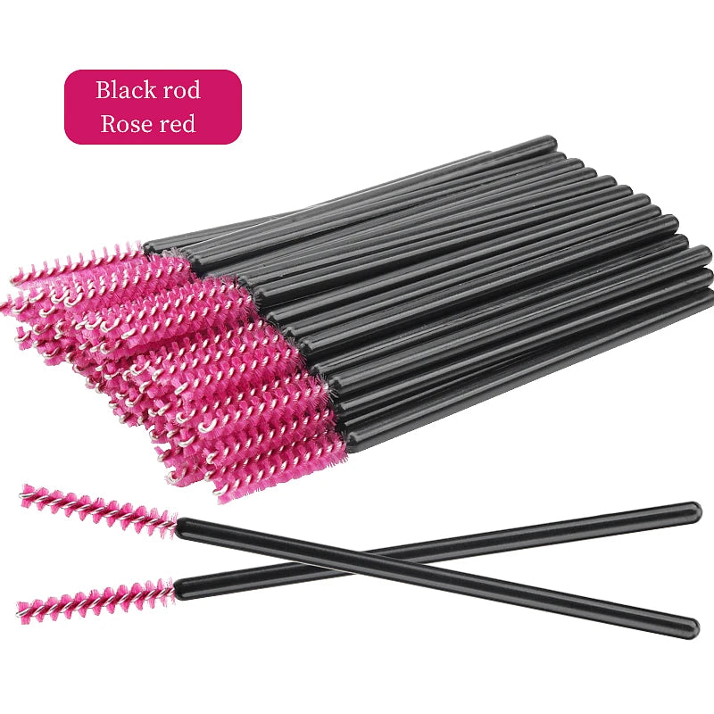 NEW 50Pcs Makeup Eyelash Brushes Disposable Crystal Eyebrow brush Diamond Handle Mascara Wand Applicator Lashes Extension Tools RELUX.STORE