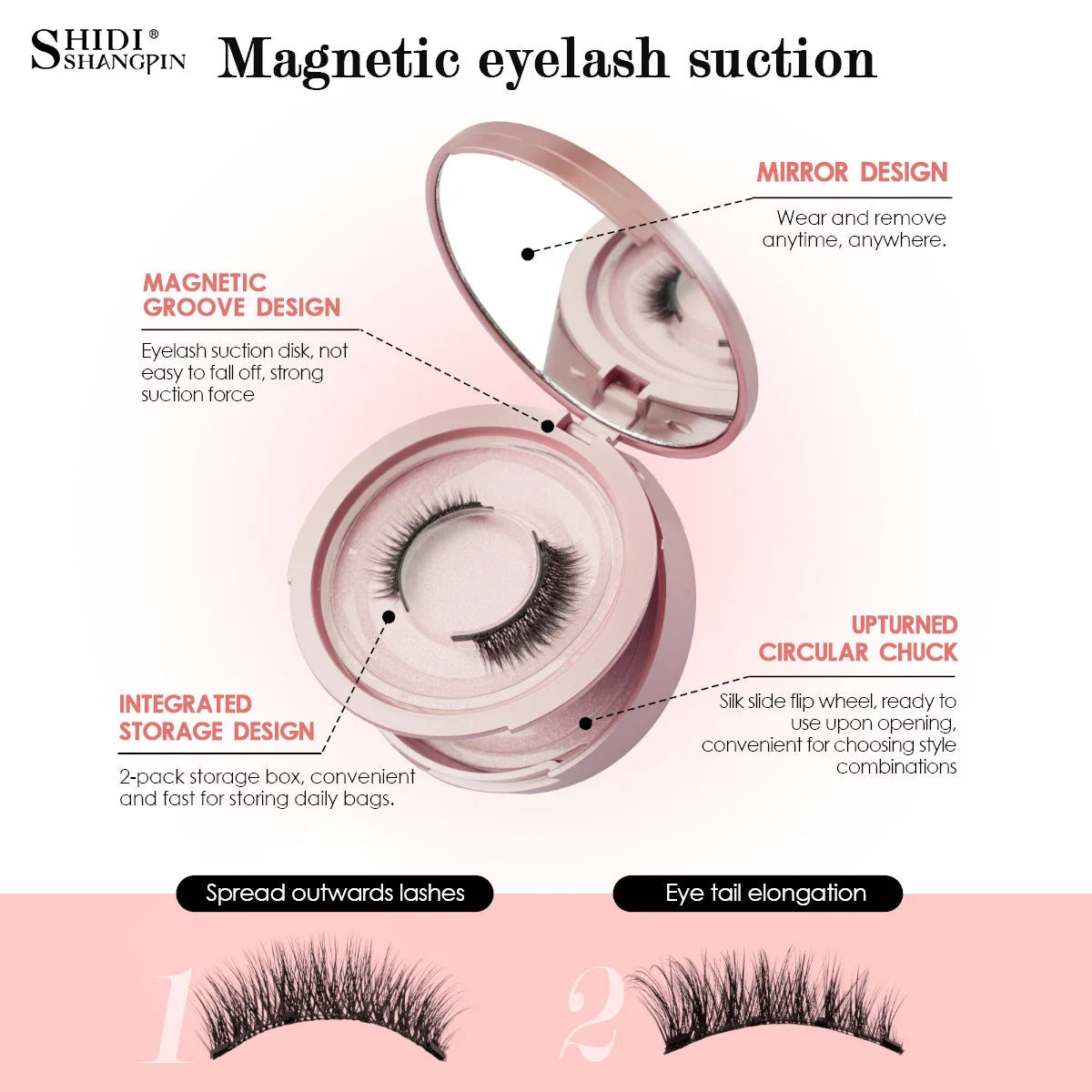 2 Pairs Magnetic Eyelash Natural Look Fluffy False Eyelashes Reusable Magnetic Eyelash Set with Applicator No Glue Need Makeup RELUX.STORE