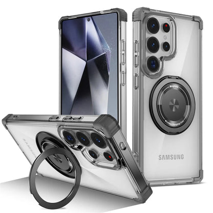Rotating Magnetic Folding Stand Transparent Phone Case for Samsung S25 Edge S24 S23 Plus FE S21 Ultra Armor Shockproof Cover RELUX.STORE