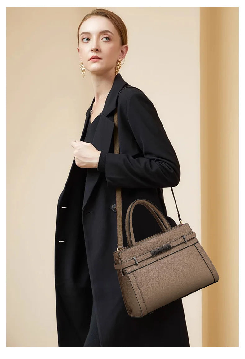 Genuine leather women's bag original first layer cowhide women's hand shoulder simple tote bag occupation RELUX.STORE