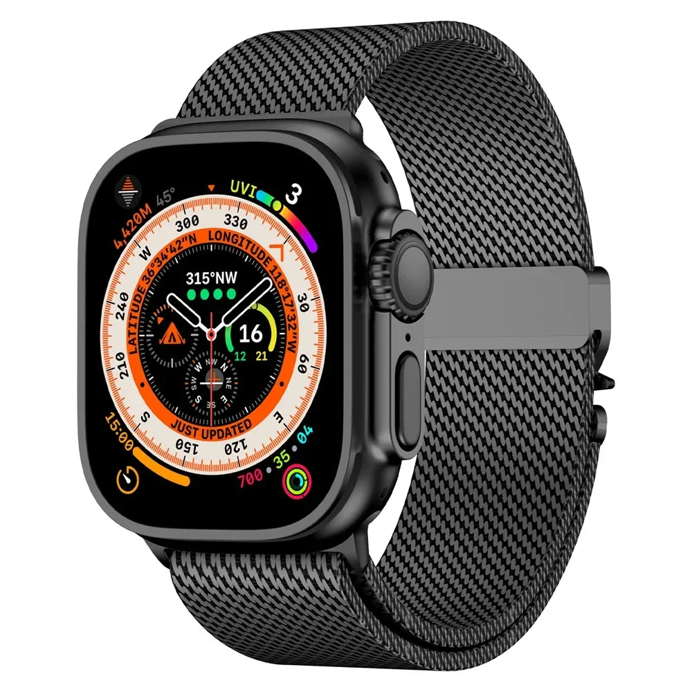 Milanese Loop Strap For Apple Watch Band Ultra 2 49mm 46mm 45mm 44mm 42mm Stainless Steel Metal for iWatch Series 10 9 8 7 6 5 4