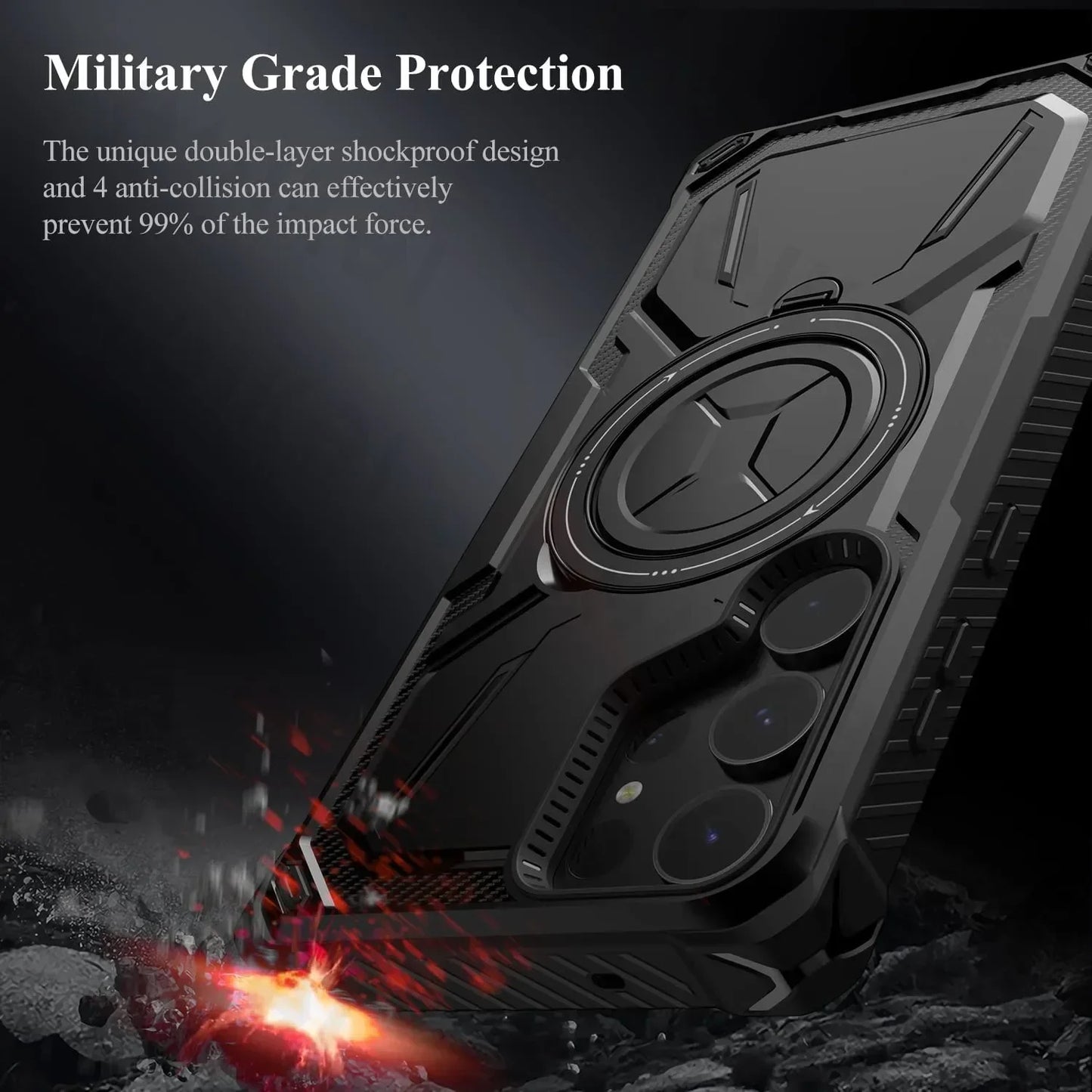 Case for Samsung Galaxy S25 Ultra S24 Ultra S23 Magnetic Mag-Safe Heavy Duty Shock Absorption Body Protective Rotatable Kickstan