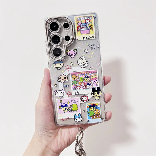 Kawaii Angel Baby Animal Phone Case For Samsung Galaxy S25 Ultra 24 Plus S23 S25 Edge Cover with Stand Chain Cute Magnetic Cases