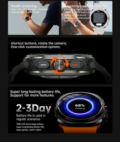 2025 New W7 5G Fitness Smart Watch Full Network GPS NFC Call Information Display Men's Sports Watch Application Download