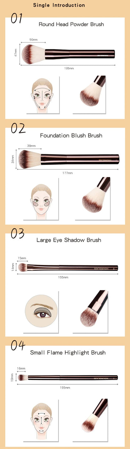 Hourglass Makeup Brushes Powder Foundation Concealer Blusher Bronzer Eye Shadow Eyebrow Eyeliner Sculpting Brush RELUX.STORE