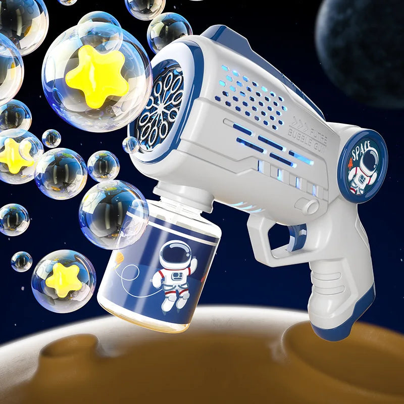 New Porous Astronaut Electric Bubble Gun Kid Toy Bubbles Machine Automatic Soap Blower with Light Summer Outdoor Party Games toy RELUX.STORE