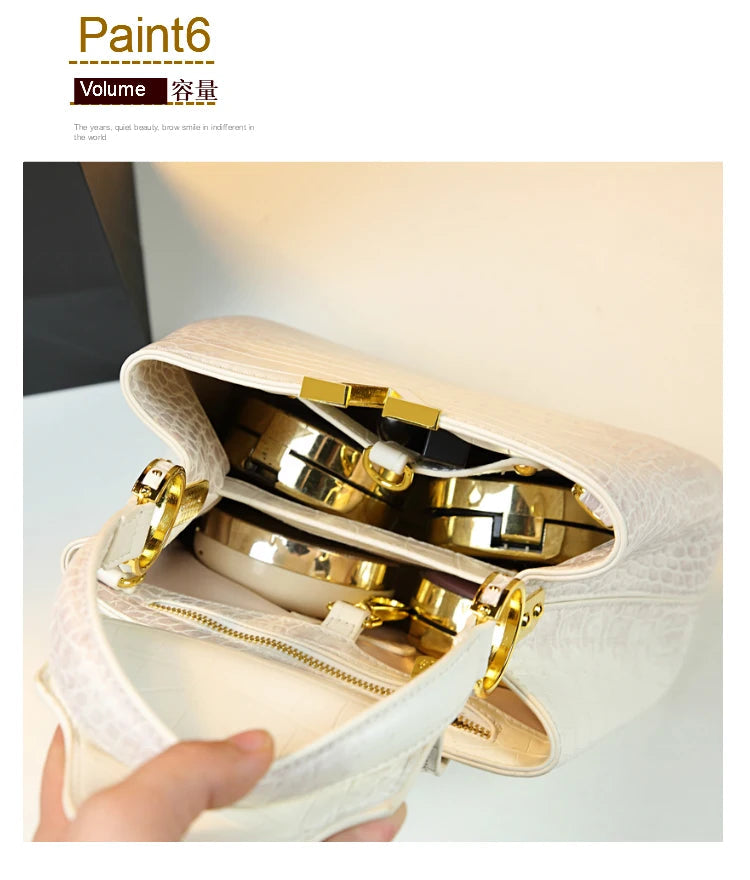 Luxury Fashion White Leather Women Handbags 2024 New Female Small Shoulder Messenger Bag Crossbody Portable Shell Bags RELUX.STORE